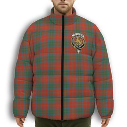 ScotsTee Shop Scottish McPherson of Cluny Ancient Crest Tartan Collar Down Jacket Winter White Duck Down Plaid