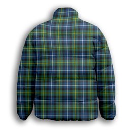 ScotsTee Shop Scottish MacNeill Of Barra Ancient Crest Tartan Collar Down Jacket Winter White Duck Down Plaid