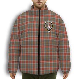 ScotsTee Shop Scottish Muirhead Hunting Ancient Crest Tartan Collar Down Jacket Winter White Duck Down Plaid