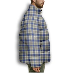 ScotsTee Shop Scottish Livingstone Dress Modern Crest Tartan Collar Down Jacket Winter White Duck Down Plaid