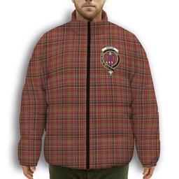 ScotsTee Shop Scottish Ogilvie (Ogilvy) of Strathallan Crest Tartan Collar Down Jacket Winter White Duck Down Plaid