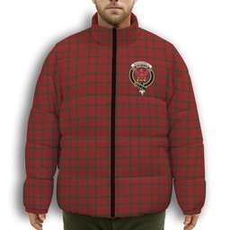 ScotsTee Shop Scottish MacDonell of Keppoch 2 Crest Tartan Collar Down Jacket Winter White Duck Down Plaid