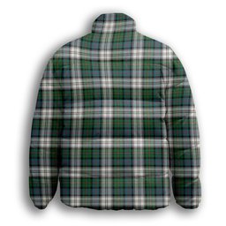 ScotsTee Shop Scottish McCallum Dress Ancient Crest Tartan Collar Down Jacket Winter White Duck Down Plaid