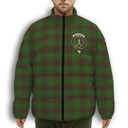 ScotsTee Shop Scottish MacAlister of Glenbarr Hunting Crest Tartan Collar Down Jacket Winter White Duck Down Plaid