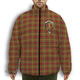 ScotsTee Shop Scottish Scrimgeour of Glassary Crest Tartan Collar Down Jacket Winter White Duck Down Plaid