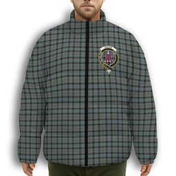ScotsTee Shop Scottish Ogilvie (Ogilvy) Hunting Crest Tartan Collar Down Jacket Winter White Duck Down Plaid