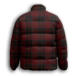 ScotsTee Shop Scottish MacDonald of Glencoe Crest Tartan Collar Down Jacket Winter White Duck Down Plaid