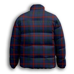ScotsTee Shop Scottish Montgomery of Ayrshire Modern Crest Tartan Collar Down Jacket Winter White Duck Down Plaid