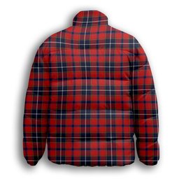 ScotsTee Shop Scottish Wishart Dress Modern Crest Tartan Collar Down Jacket Winter White Duck Down Plaid