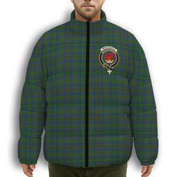 ScotsTee Shop Scottish Moncreiffe of Atholl Crest Tartan Collar Down Jacket Winter White Duck Down Plaid