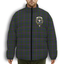 ScotsTee Shop Scottish Murray of Atholl Modern Crest Tartan Collar Down Jacket Winter White Duck Down Plaid