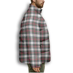 ScotsTee Shop Scottish Stewart Dress Modern Crest Tartan Collar Down Jacket Winter White Duck Down Plaid