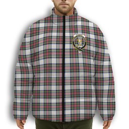 ScotsTee Shop Scottish Stewart Dress Modern Crest Tartan Collar Down Jacket Winter White Duck Down Plaid