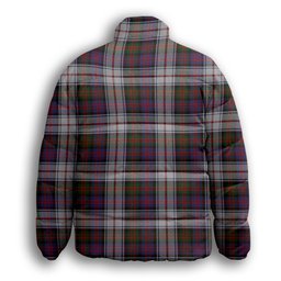 ScotsTee Shop Scottish McDonald Dress Modern Crest Tartan Collar Down Jacket Winter White Duck Down Plaid