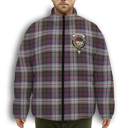 ScotsTee Shop Scottish McDonald Dress Modern Crest Tartan Collar Down Jacket Winter White Duck Down Plaid
