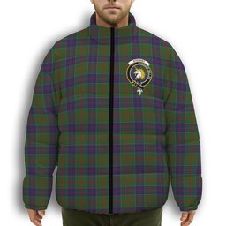 ScotsTee Shop Scottish Stewart of Appin Hunting Crest Tartan Collar Down Jacket Winter White Duck Down Plaid