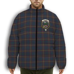 ScotsTee Shop Scottish McLaine of Lochbuie Hunting Crest Tartan Collar Down Jacket Winter White Duck Down Plaid