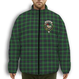 ScotsTee Shop Scottish MacDonald of The Isles Crest Tartan Collar Down Jacket Winter White Duck Down Plaid