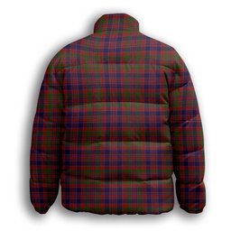 ScotsTee Shop Scottish McDonald of Boisdale Crest Tartan Collar Down Jacket Winter White Duck Down Plaid