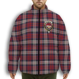 ScotsTee Shop Scottish MacDonald Dress Irish Crest Tartan Collar Down Jacket Winter White Duck Down Plaid