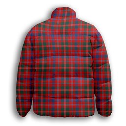 ScotsTee Shop Scottish McDonald of Glenaladale Modern Crest Tartan Collar Down Jacket Winter White Duck Down Plaid