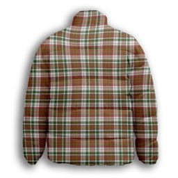 ScotsTee Shop Scottish MacAlister Dress Ancient Crest Tartan Collar Down Jacket Winter White Duck Down Plaid