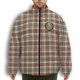ScotsTee Shop Scottish MacAlister Dress Ancient Crest Tartan Collar Down Jacket Winter White Duck Down Plaid