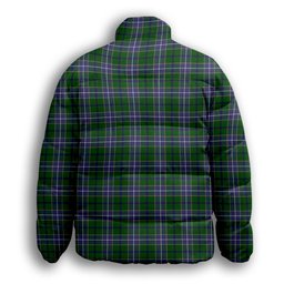 ScotsTee Shop Scottish Wishart Hunting SC Crest Tartan Collar Down Jacket Winter White Duck Down Plaid