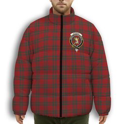 ScotsTee Shop Scottish Stewart of Rothesay 2 Crest Tartan Collar Down Jacket Winter White Duck Down Plaid