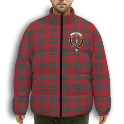 ScotsTee Shop Scottish Shaw of Tordarroch Modern Crest Tartan Collar Down Jacket Winter White Duck Down Plaid