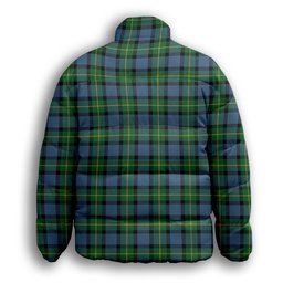 ScotsTee Shop Scottish Sinclair of Ulster Ancient Crest Tartan Collar Down Jacket Winter White Duck Down Plaid