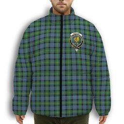 ScotsTee Shop Scottish Sinclair of Ulster Ancient Crest Tartan Collar Down Jacket Winter White Duck Down Plaid