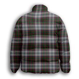 ScotsTee Shop Scottish Stewart of Appin Dress Crest Tartan Collar Down Jacket Winter White Duck Down Plaid