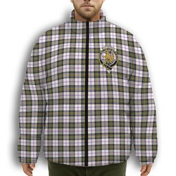ScotsTee Shop Scottish McPherson Dress Modern Crest Tartan Collar Down Jacket Winter White Duck Down Plaid