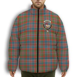 ScotsTee Shop Scottish MacDonald of Boisdale Ancient Crest Tartan Collar Down Jacket Winter White Duck Down Plaid