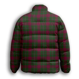 ScotsTee Shop Scottish MacGregor of Cardney Crest Tartan Collar Down Jacket Winter White Duck Down Plaid