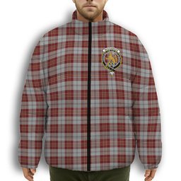 ScotsTee Shop Scottish MacPherson Dress Burgundy Dance Crest Tartan Collar Down Jacket Winter White Duck Down Plaid