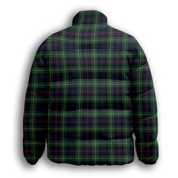 ScotsTee Shop Scottish MacLeod of Skye Modern Crest Tartan Collar Down Jacket Winter White Duck Down Plaid
