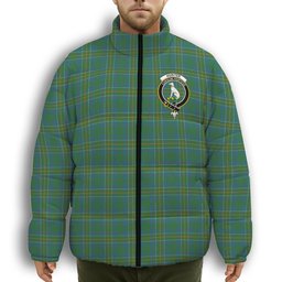ScotsTee Shop Scottish Hunter of Hunterston Ancient Crest Tartan Collar Down Jacket Winter White Duck Down Plaid