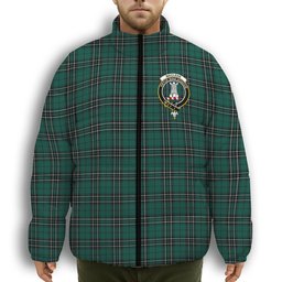 ScotsTee Shop Scottish MacLean of Duart Hunting Modern Crest Tartan Collar Down Jacket Winter White Duck Down Plaid