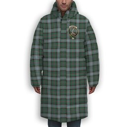 ScotsTee Shop Scottish Alexander of Menstry Hunting Crest Tartan Long Down Jacket Winter White Duck Down Plaid