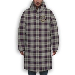 ScotsTee Shop Scottish Alexander of Menstry Dress Crest Tartan Long Down Jacket Winter White Duck Down Plaid
