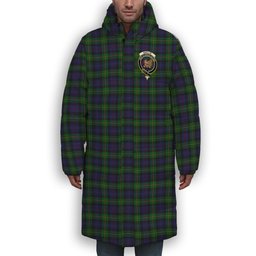 ScotsTee Shop Scottish Baillie (Fencibles) Crest Tartan Long Down Jacket Winter White Duck Down Plaid