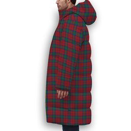 ScotsTee Shop Scottish Auchinleck Crest Tartan Long Down Jacket Winter White Duck Down Plaid