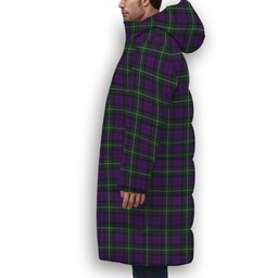 ScotsTee Shop Scottish Baillie Highland Society Crest Tartan Long Down Jacket Winter White Duck Down Plaid