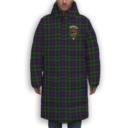 ScotsTee Shop Scottish Abercrombie Wilsons No 2-64 Crest Tartan Long Down Jacket Winter White Duck Down Plaid