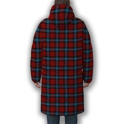 ScotsTee Shop Scottish Baillie of Polkemmet Red Crest Tartan Long Down Jacket Winter White Duck Down Plaid