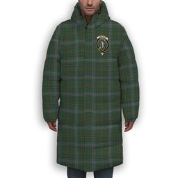 ScotsTee Shop Scottish Balfour Hunting Modern Crest Tartan Long Down Jacket Winter White Duck Down Plaid
