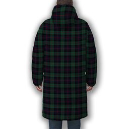 ScotsTee Shop Scottish Black Watch Coarse Kilt Modern Crest Tartan Long Down Jacket Winter White Duck Down Plaid