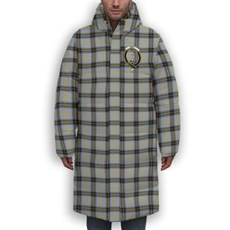 ScotsTee Shop Scottish Bell of the Borders SC Crest Tartan Long Down Jacket Winter White Duck Down Plaid